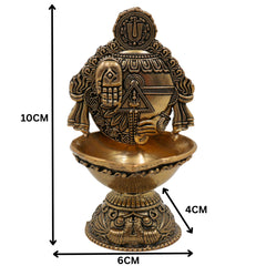 Brass Balaji Lamp with Hand Sculpture, Handcrafted Pooja Diya, Traditional Temple Oil Lamp, Decorative Spiritual Deepam,for Home & Festival, Gold, 4 Inch, 1 Piece