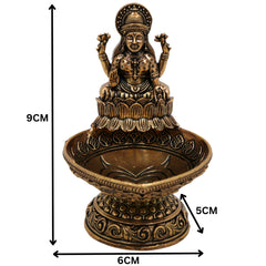 Brass Lakshmi Deepam Mahalakshmi Vilakku Kuthu Diya Pital Oil Lamp Laxmi Deepak Idol for Puja Temple Decoration Home Mandir Gift, Gold, 3.5 Inch, 1 Piece