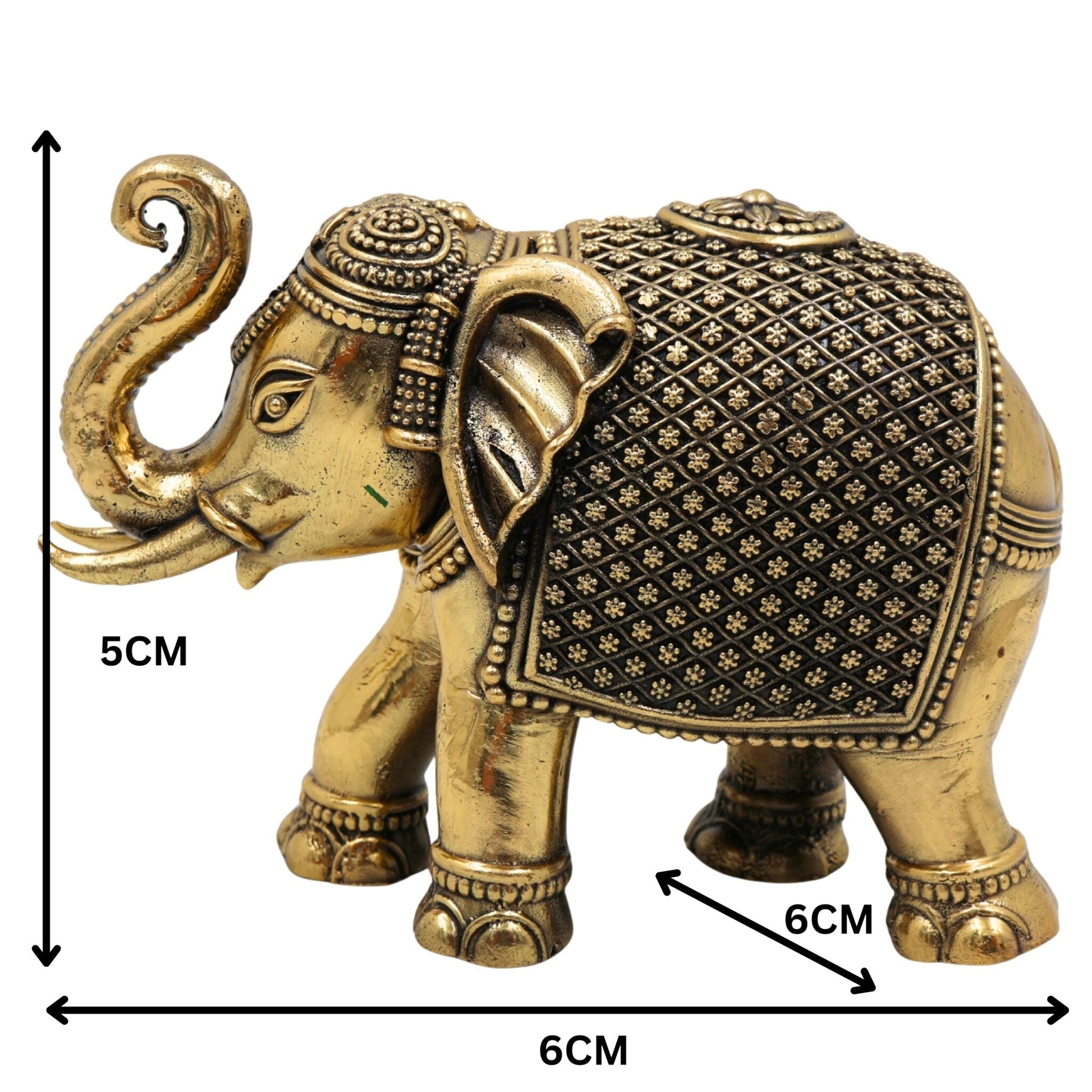 Brass Small Elephant Idol | Gaja Murti | Handmade Ane, Hathi Spiritual Home & Pooja Decor, Gold, 2 Inch, 1 Piece