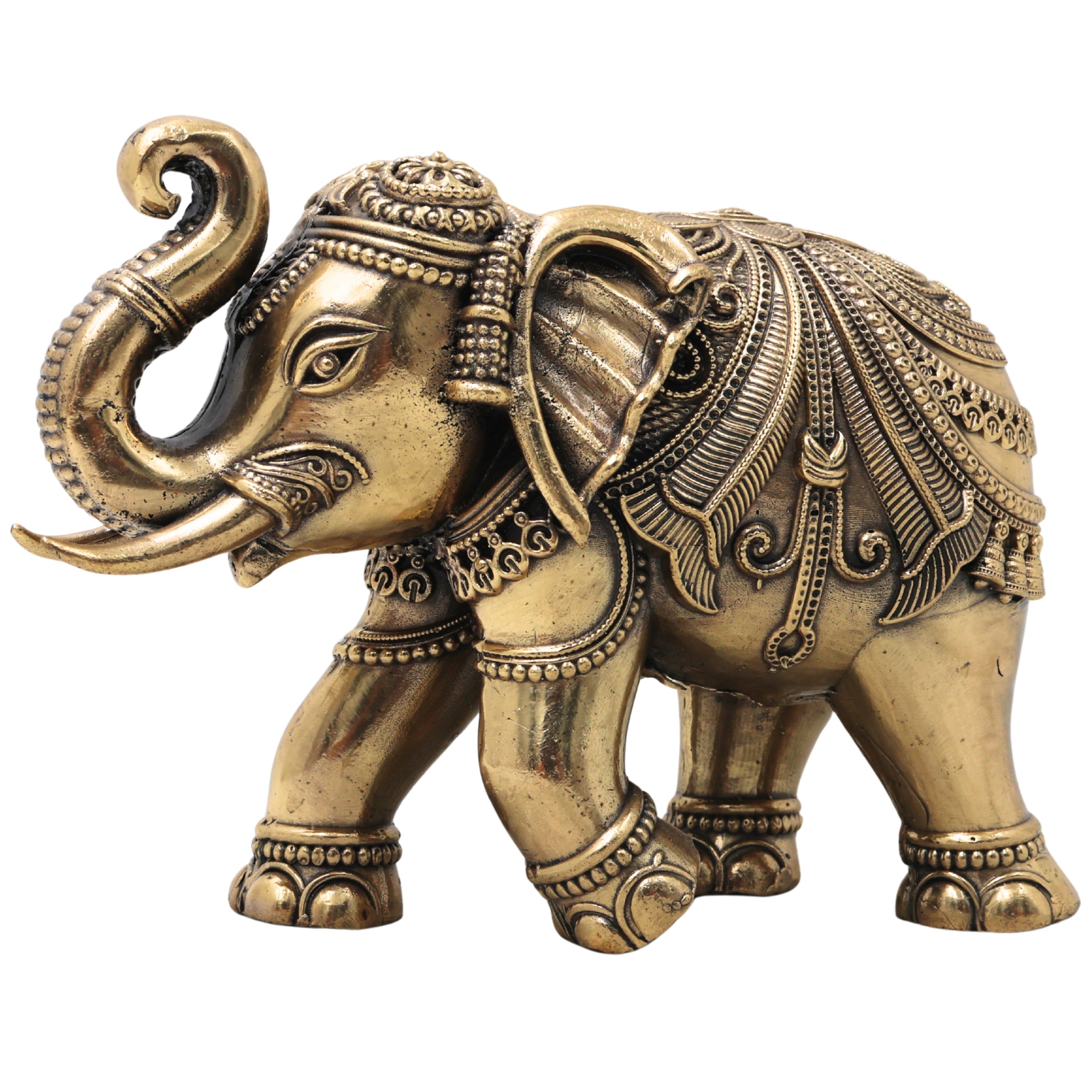 Brass Gaja Elephant Idol for Vastu Pooja, Handcrafted Spiritual Home Decor & Auspicious Gifting, Gold, 2 Inch, 1 Piece