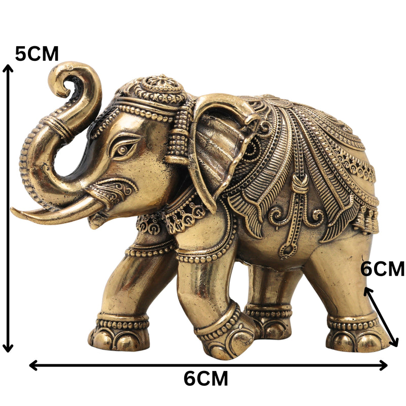 Brass Gaja Elephant Idol for Vastu Pooja, Handcrafted Spiritual Home Decor & Auspicious Gifting, Gold, 2 Inch, 1 Piece