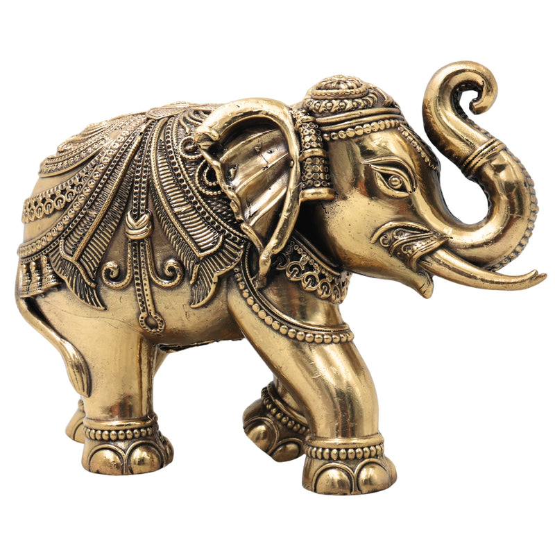 Brass Gaja Elephant Idol for Vastu Pooja, Handcrafted Spiritual Home Decor & Auspicious Gifting, Gold, 2 Inch, 1 Piece