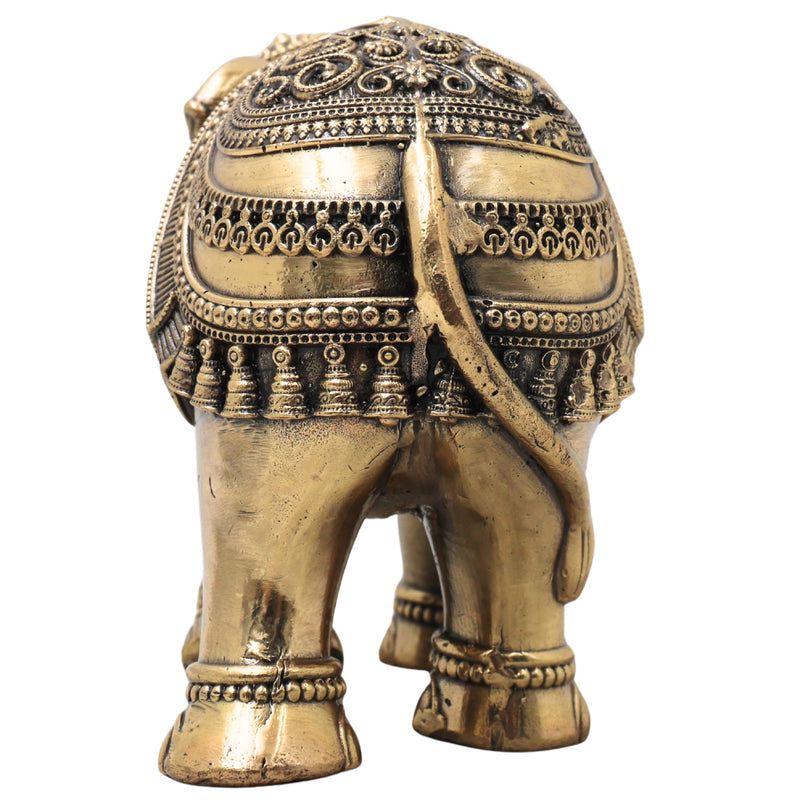 Brass Gaja Elephant Idol for Vastu Pooja, Handcrafted Spiritual Home Decor & Auspicious Gifting, Gold, 2 Inch, 1 Piece