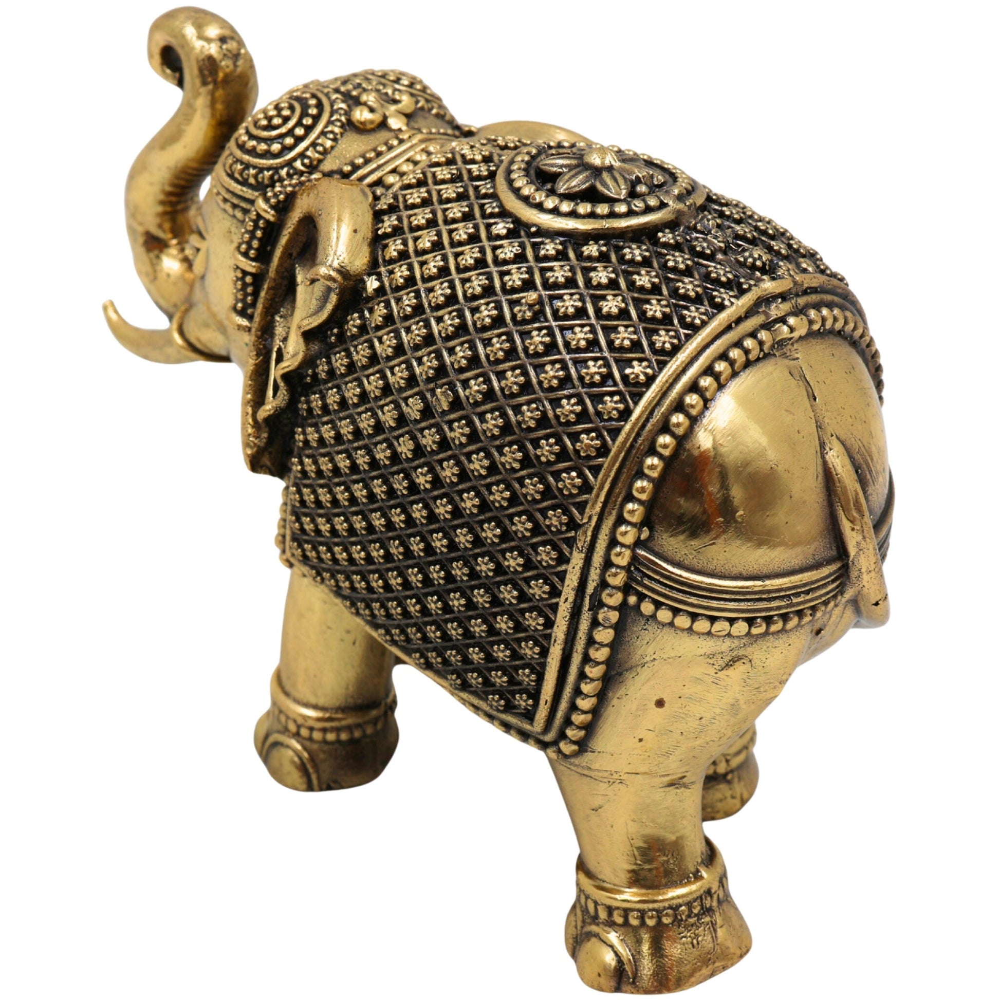 Brass Small Elephant Idol | Gaja Murti | Handmade Ane, Hathi Spiritual Home & Pooja Decor, Gold, 2 Inch, 1 Piece