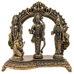 Brass Shri Ram Darbar Idol Ram Parivar Murti Sita Ram Lakshman Hanuman Statue Pital Peetal Vigraha Moorti for Puja Mandir Home Decor Gift, Gold, 3 Inch, 1 Piece