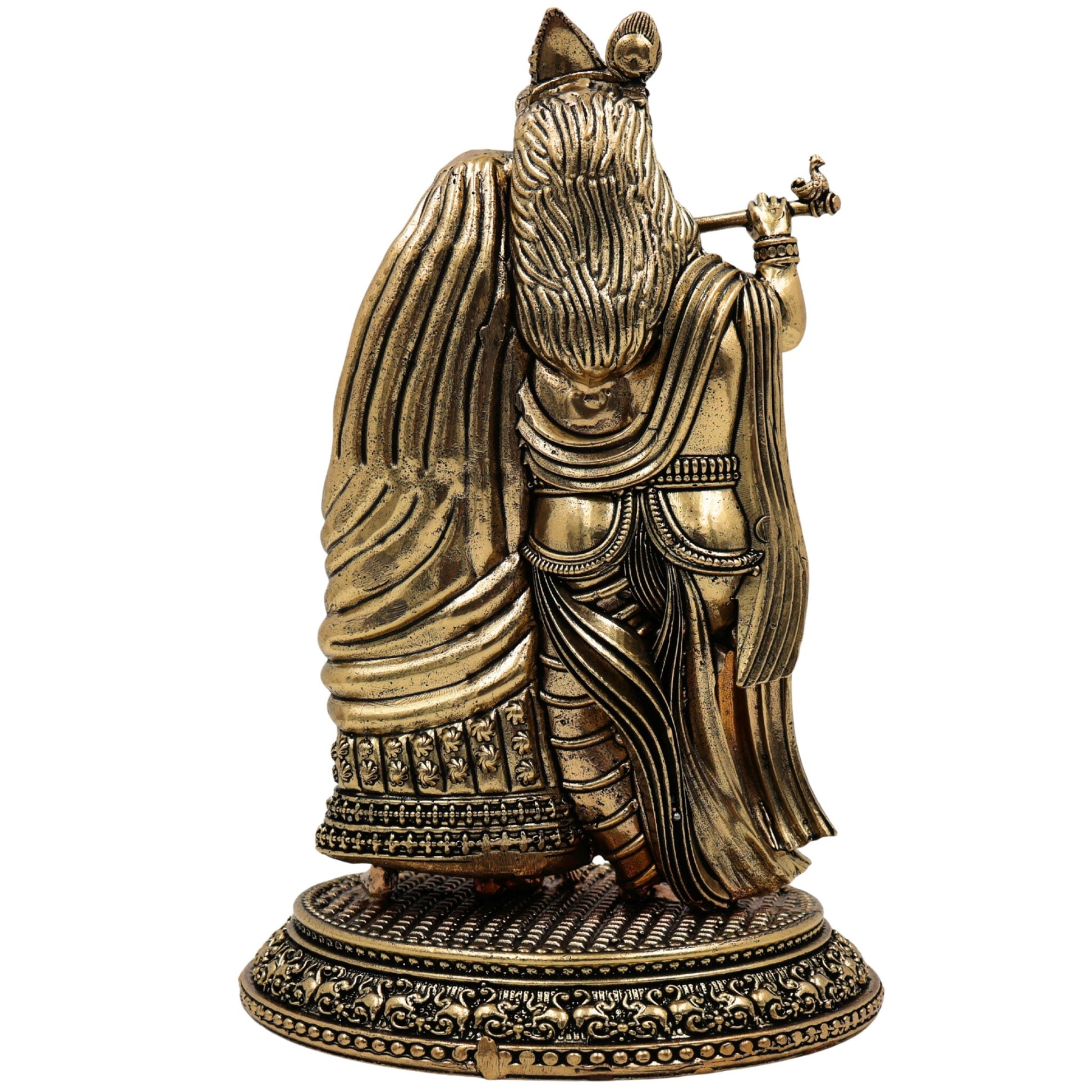 Brass Radha Krishna Idol Murti, Handcrafted Radha Mohan, Shyam Sundar, Radheshyam Statue for Pooja, Home Decor, Temple, Gifts, Gold, 8 Inch, 1 Piece