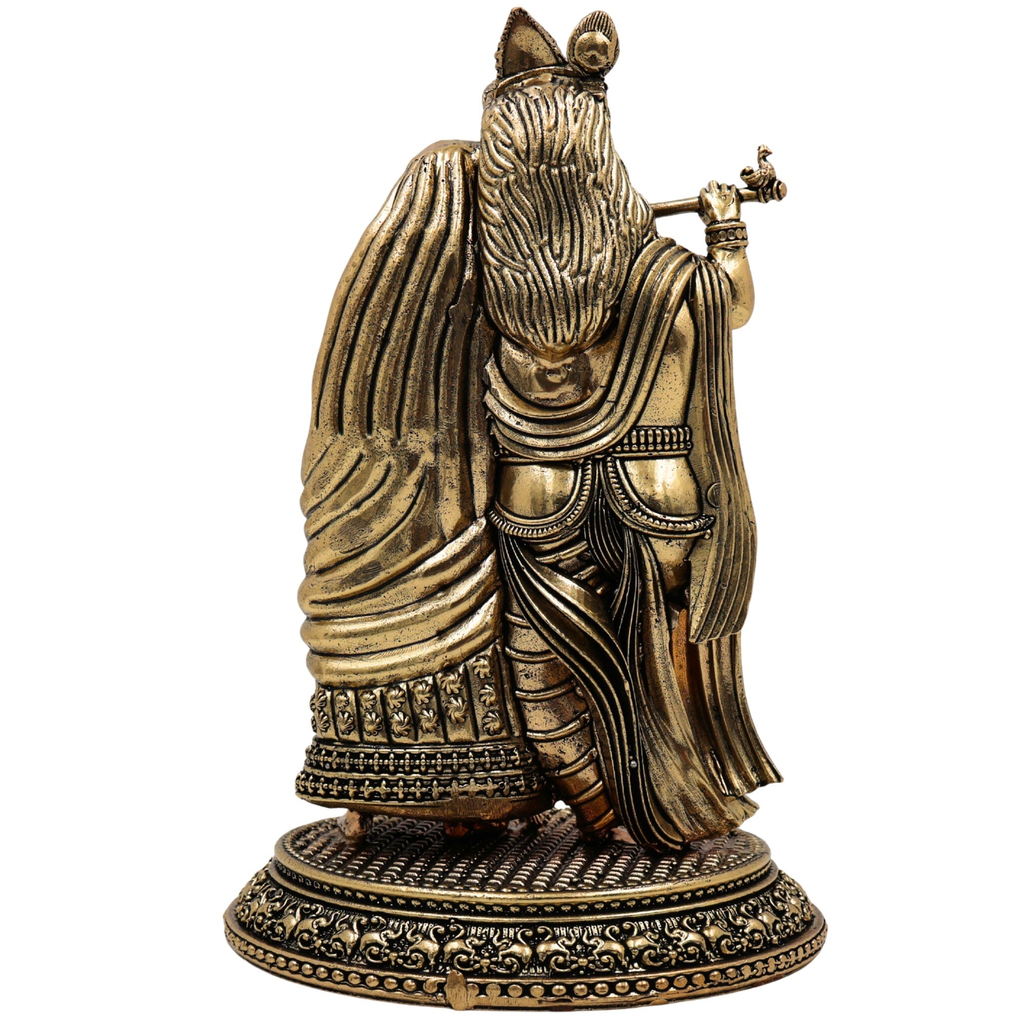 Brass Radha Krishna Idol Murti, Handcrafted Radha Mohan, Shyam Sundar, Radheshyam Statue for Pooja, Home Decor, Temple, Gifts, Gold, 8 Inch, 1 Piece