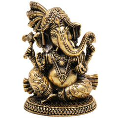 Brass Ganesha Idol, Vinayak, Ganapati, Siddhivinayak Murti for Home Decor, Pooja, Temple, Spiritual Showpiece & Gifts, Gold, 3 Inch, 1 Piece