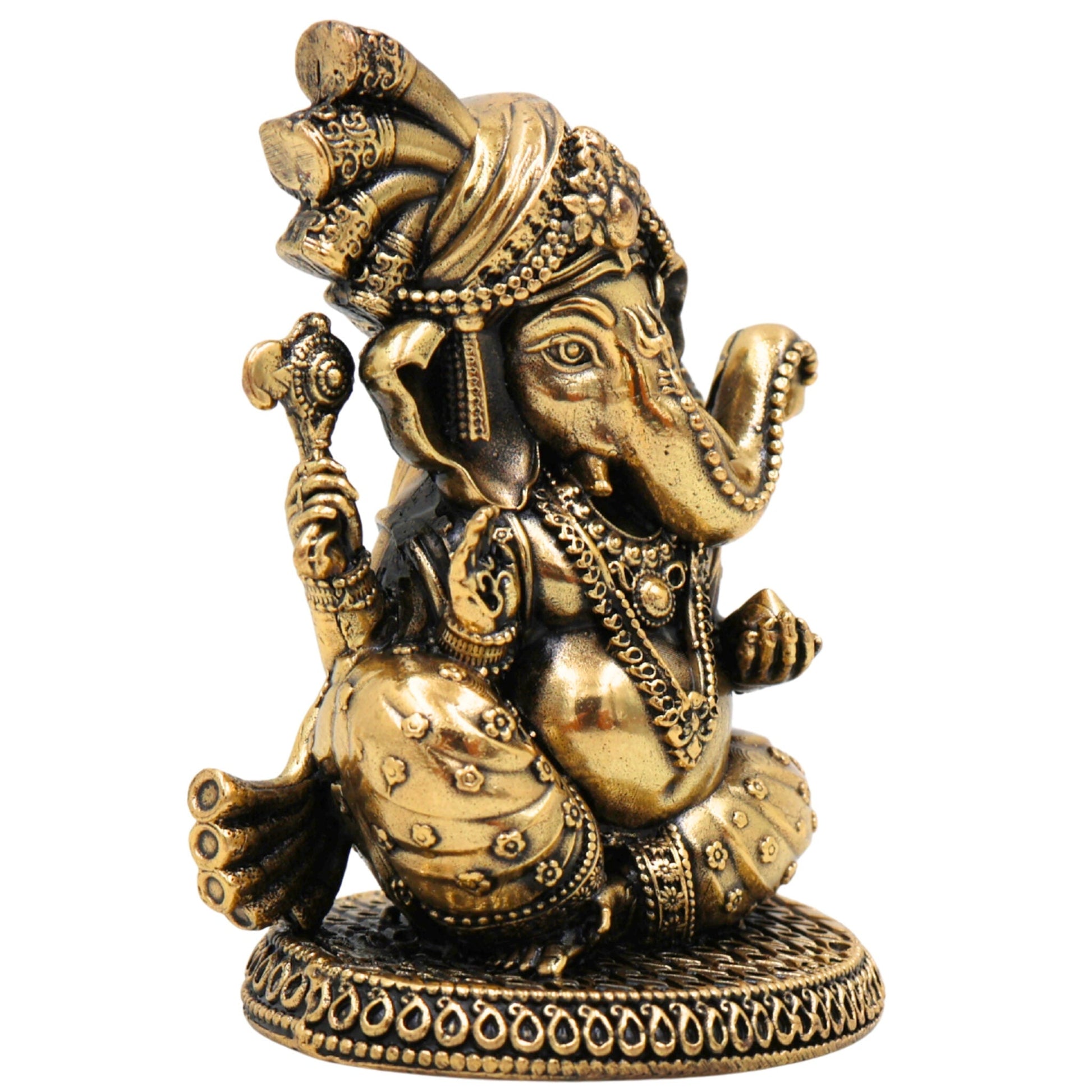 Brass Ganesha Idol, Vinayak, Ganapati, Siddhivinayak Murti for Home Decor, Pooja, Temple, Spiritual Showpiece & Gifts, Gold, 3 Inch, 1 Piece