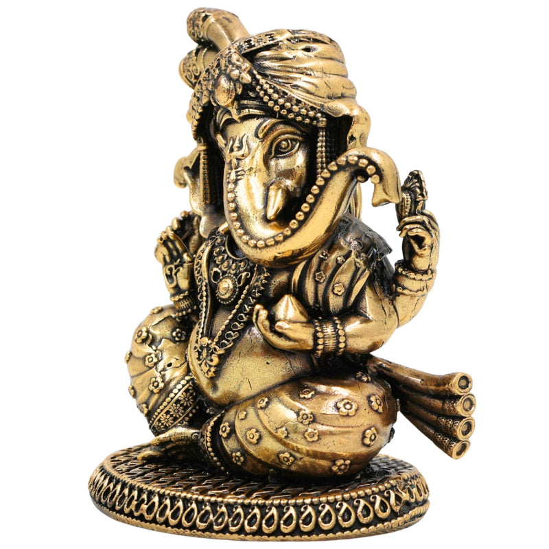 Brass Ganesha Idol, Vinayak, Ganapati, Siddhivinayak Murti for Home Decor, Pooja, Temple, Spiritual Showpiece & Gifts, Gold, 3 Inch, 1 Piece