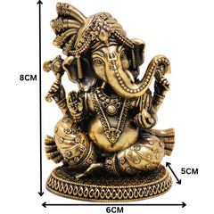 Brass Ganesha Idol, Vinayak, Ganapati, Siddhivinayak Murti for Home Decor, Pooja, Temple, Spiritual Showpiece & Gifts, Gold, 3 Inch, 1 Piece