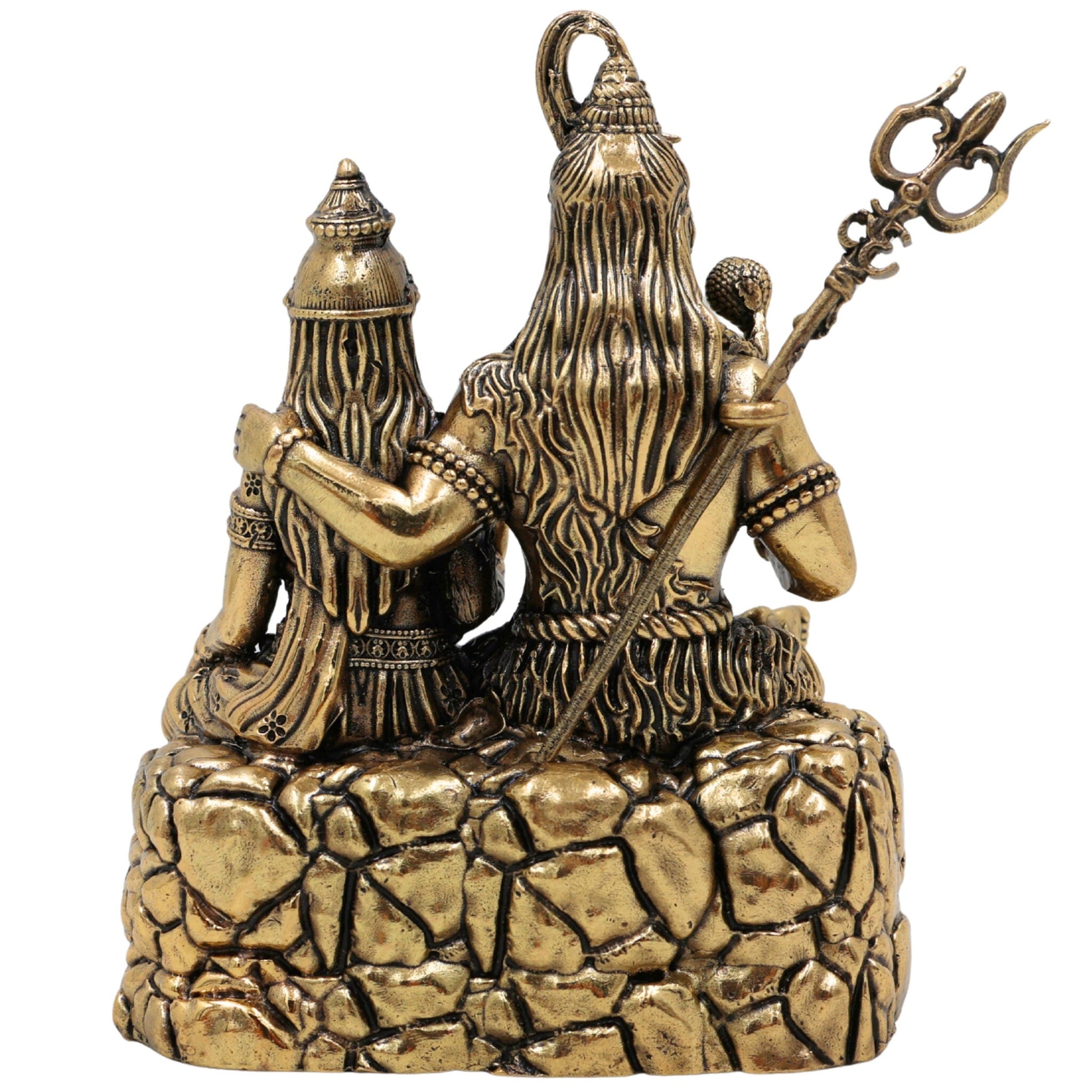 Brass Shiva Parvati Idol, Handcrafted Shiva Shakti Murti, Ardhanarishwar Vigraha, Mahadev Parvati Statue for Pooja & Home Decor, Gold, 4.5 Inch, 1 Piece