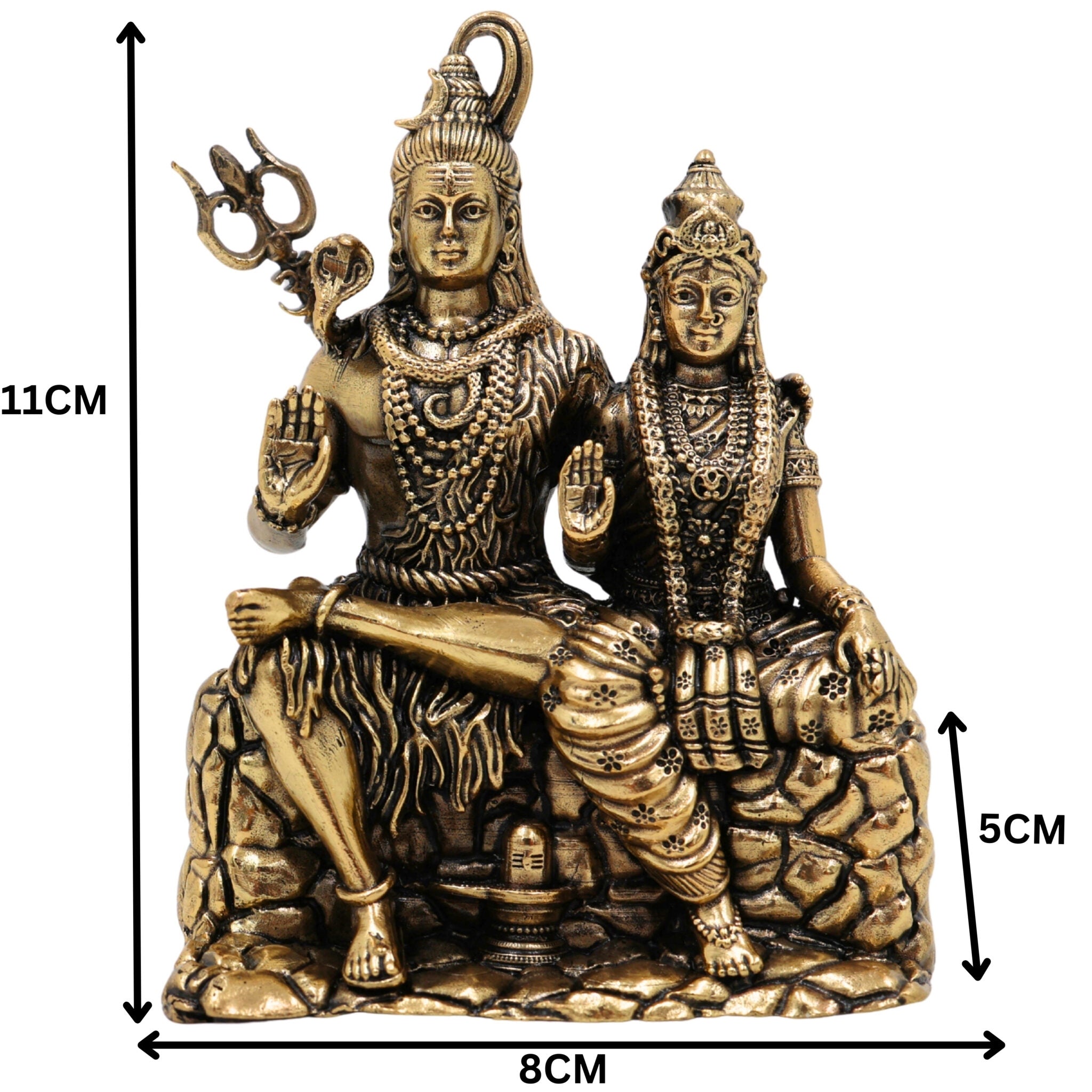 Brass Shiva Parvati Idol, Handcrafted Shiva Shakti Murti, Ardhanarishwar Vigraha, Mahadev Parvati Statue for Pooja & Home Decor, Gold, 4.5 Inch, 1 Piece