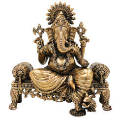 Brass Ganesha Idol, Vinayak, Ganapati, Siddhivinayak Murti for Home Decor, Pooja, Temple, Spiritual Showpiece & Gifts, Gold, 4.5 Inch, 1 Piece