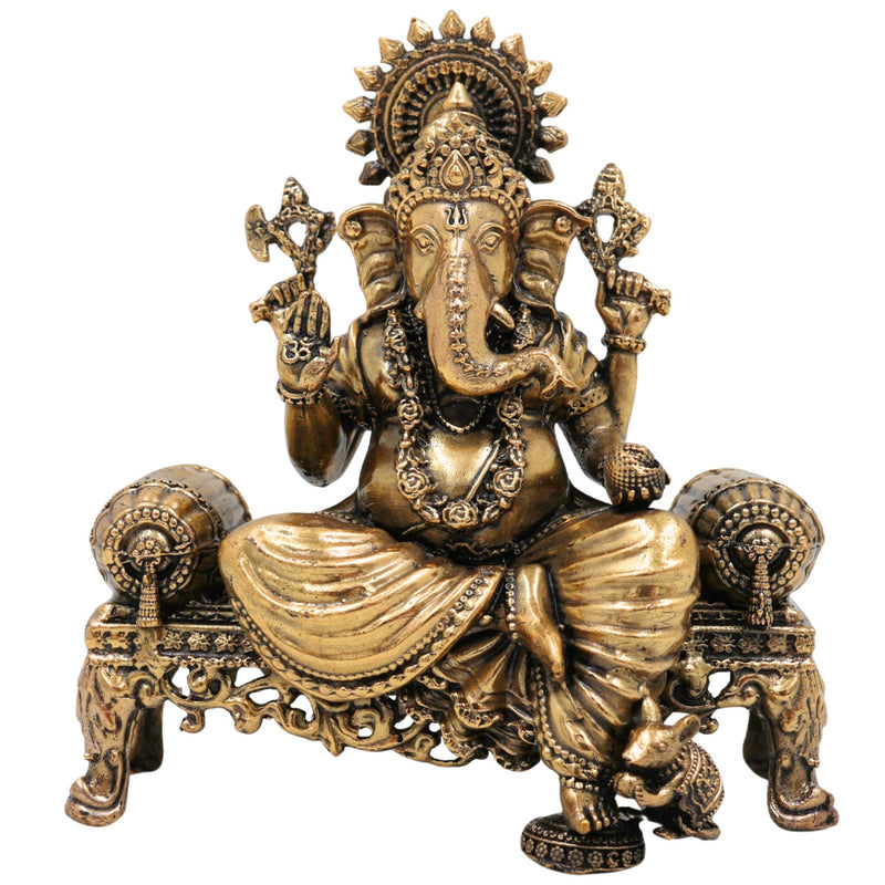 Brass Ganesha Idol, Vinayak, Ganapati, Siddhivinayak Murti for Home Decor, Pooja, Temple, Spiritual Showpiece & Gifts, Gold, 4.5 Inch, 1 Piece