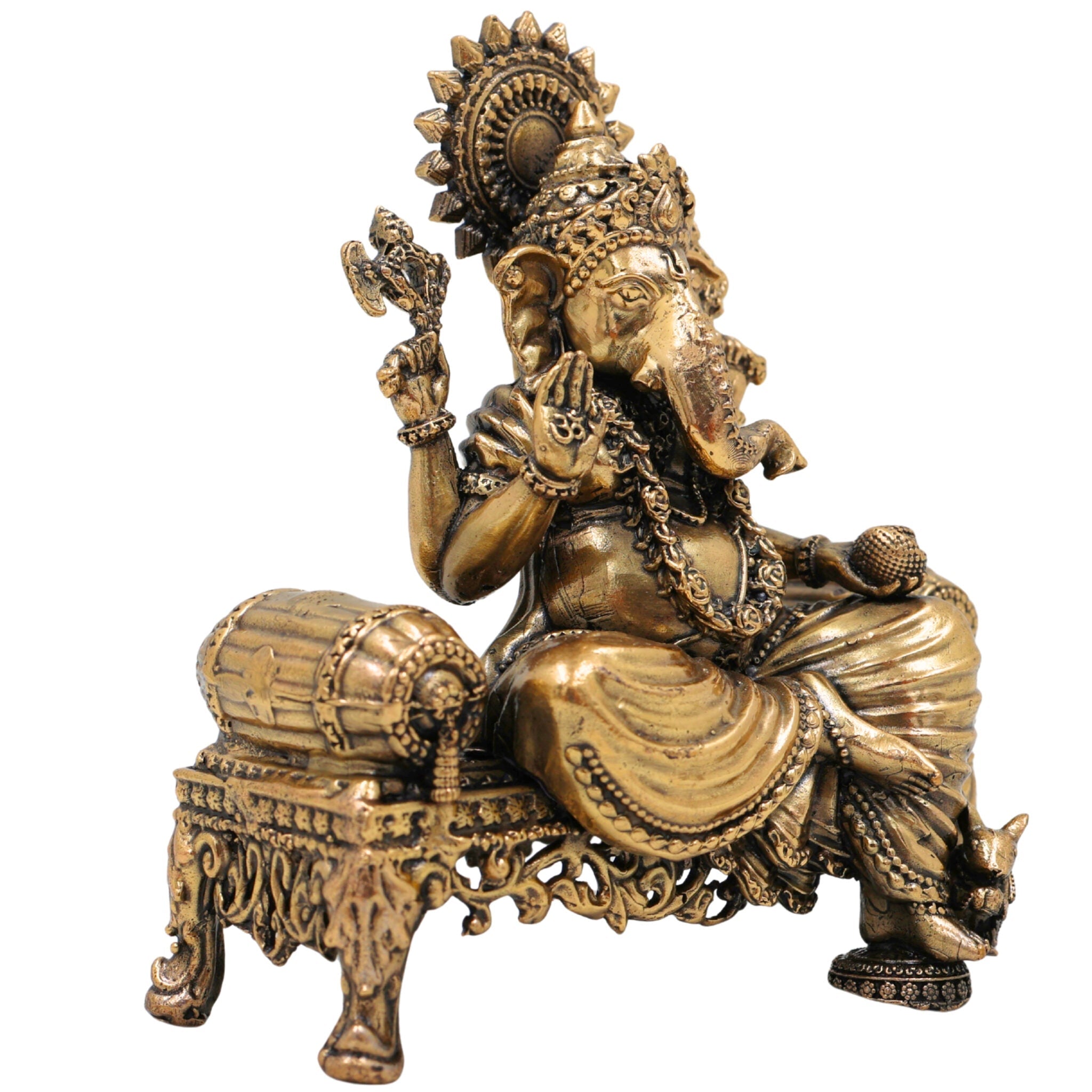 Brass Ganesha Idol, Vinayak, Ganapati, Siddhivinayak Murti for Home Decor, Pooja, Temple, Spiritual Showpiece & Gifts, Gold, 4.5 Inch, 1 Piece