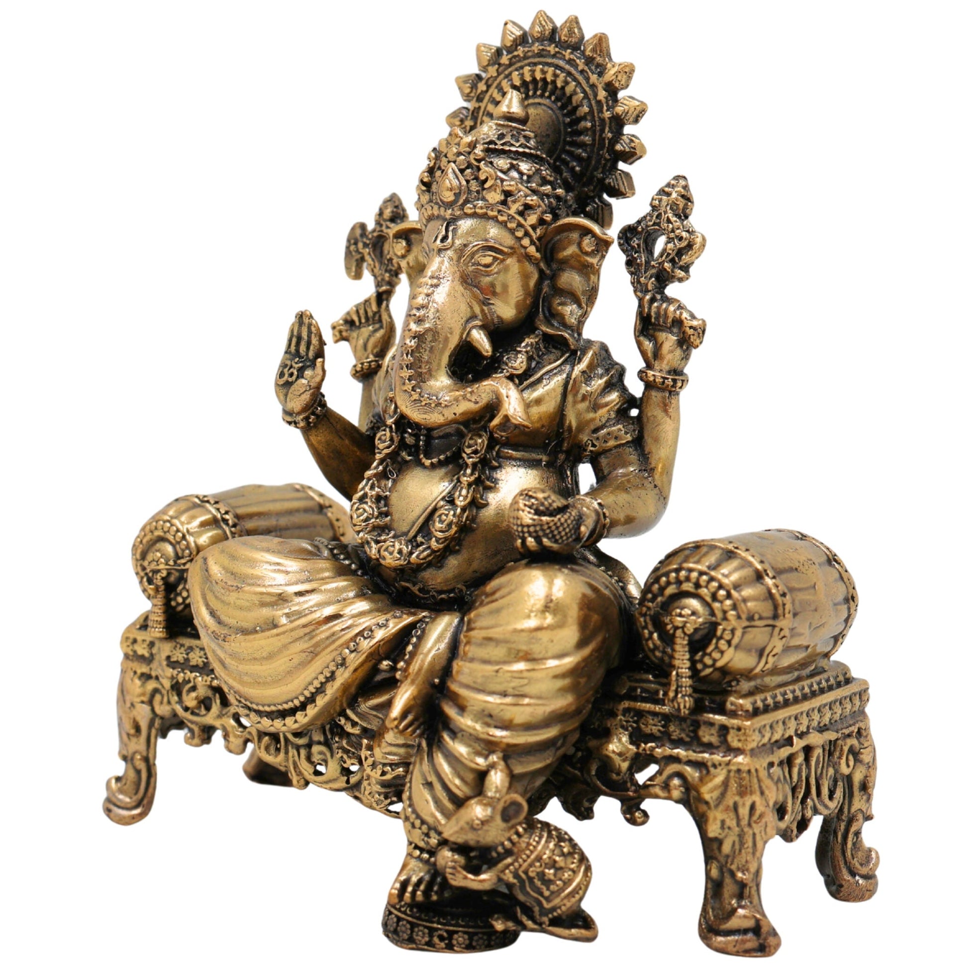 Brass Ganesha Idol, Vinayak, Ganapati, Siddhivinayak Murti for Home Decor, Pooja, Temple, Spiritual Showpiece & Gifts, Gold, 4.5 Inch, 1 Piece