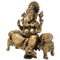 Brass Ganesha Idol, Vinayak, Ganapati, Siddhivinayak Murti for Home Decor, Pooja, Temple, Spiritual Showpiece & Gifts, Gold, 4.5 Inch, 1 Piece