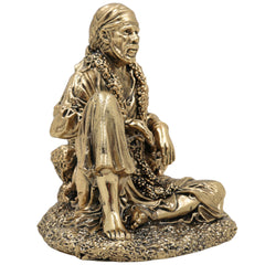 Brass Shirdi Sai Baba Idol, Brass Murti, Sai Nath Statue, Shri Saibaba Pooja Vigraham, Decorative Home Sculpture, Ashtadhatu & Pital Pratima, Gold, 4 Inch, 1 Piece