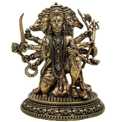 Brass Panchamukhi Hanuman Idol, Anjaneya, Bajrangbali, Maruti Murti for Pooja, Temple, Home Decor, Spiritual Showpiece, Gold, 4.5 Inch, 1 Piece