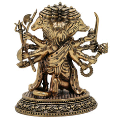 Brass Panchamukhi Hanuman Idol, Anjaneya, Bajrangbali, Maruti Murti for Pooja, Temple, Home Decor, Spiritual Showpiece, Gold, 4.5 Inch, 1 Piece