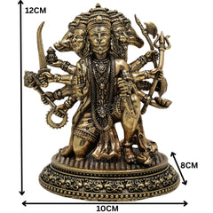 Brass Panchamukhi Hanuman Idol, Anjaneya, Bajrangbali, Maruti Murti for Pooja, Temple, Home Decor, Spiritual Showpiece, Gold, 4.5 Inch, 1 Piece