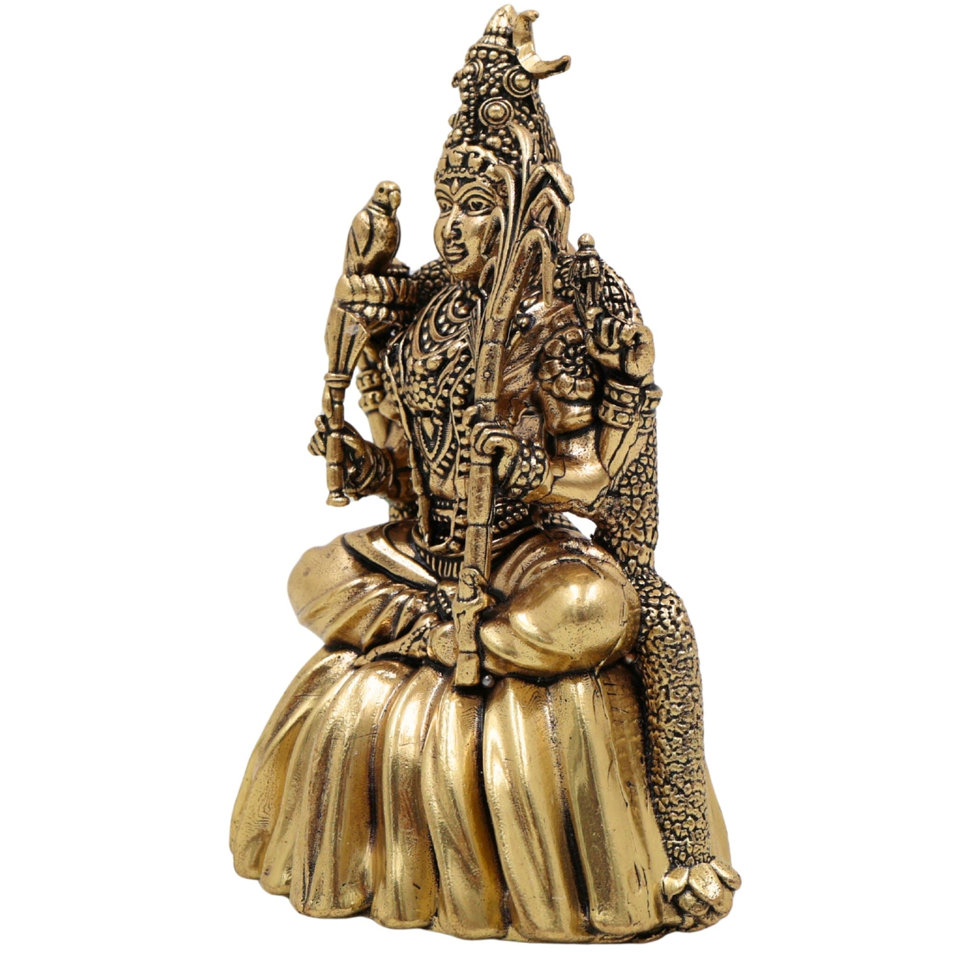 Brass Rajarajeshwari Murti, Rajeshwari Idol, Raja Rajeshwari Pratima, Lalitha Tripura Sundari Vigraha, Handcrafted Pooja Statue for Home & Temple, Gold, 4 Inch, 1 Piece