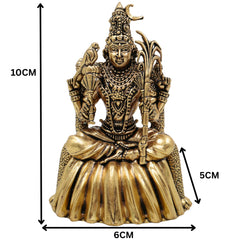 Brass Rajarajeshwari Murti, Rajeshwari Idol, Raja Rajeshwari Pratima, Lalitha Tripura Sundari Vigraha, Handcrafted Pooja Statue for Home & Temple, Gold, 4 Inch, 1 Piece