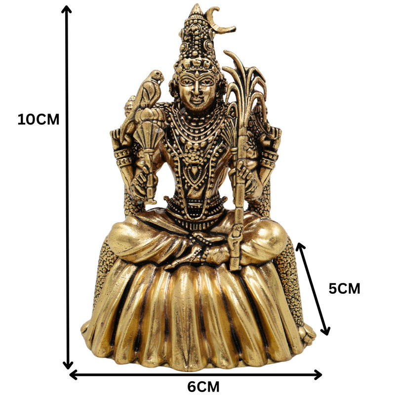 Brass Rajarajeshwari Murti, Rajeshwari Idol, Raja Rajeshwari Pratima, Lalitha Tripura Sundari Vigraha, Handcrafted Pooja Statue for Home & Temple, Gold, 4 Inch, 1 Piece