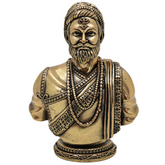 Brass Shivaji Maharaj Idol, Chhatrapati Shivaji Murti, Raje Shivaji Vigraha, Bhonsle Sculpture for Pooja, Home Decor & Gifts, Gold, 4 Inch, 1 Piece