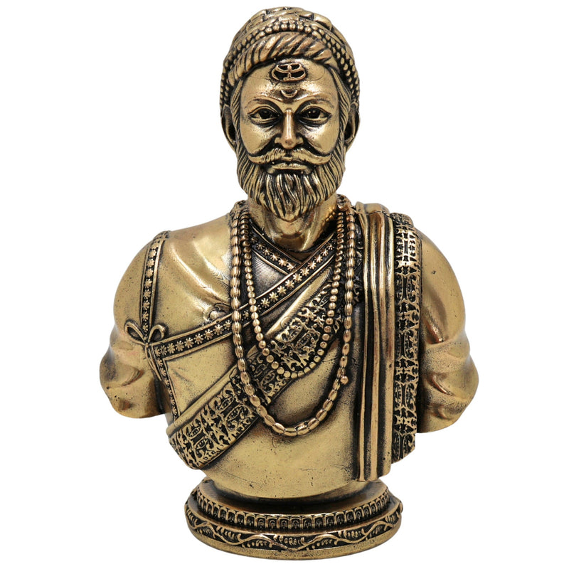 Brass Shivaji Maharaj Idol, Chhatrapati Shivaji Murti, Raje Shivaji Vigraha, Bhonsle Sculpture for Pooja, Home Decor & Gifts, Gold, 4 Inch, 1 Piece