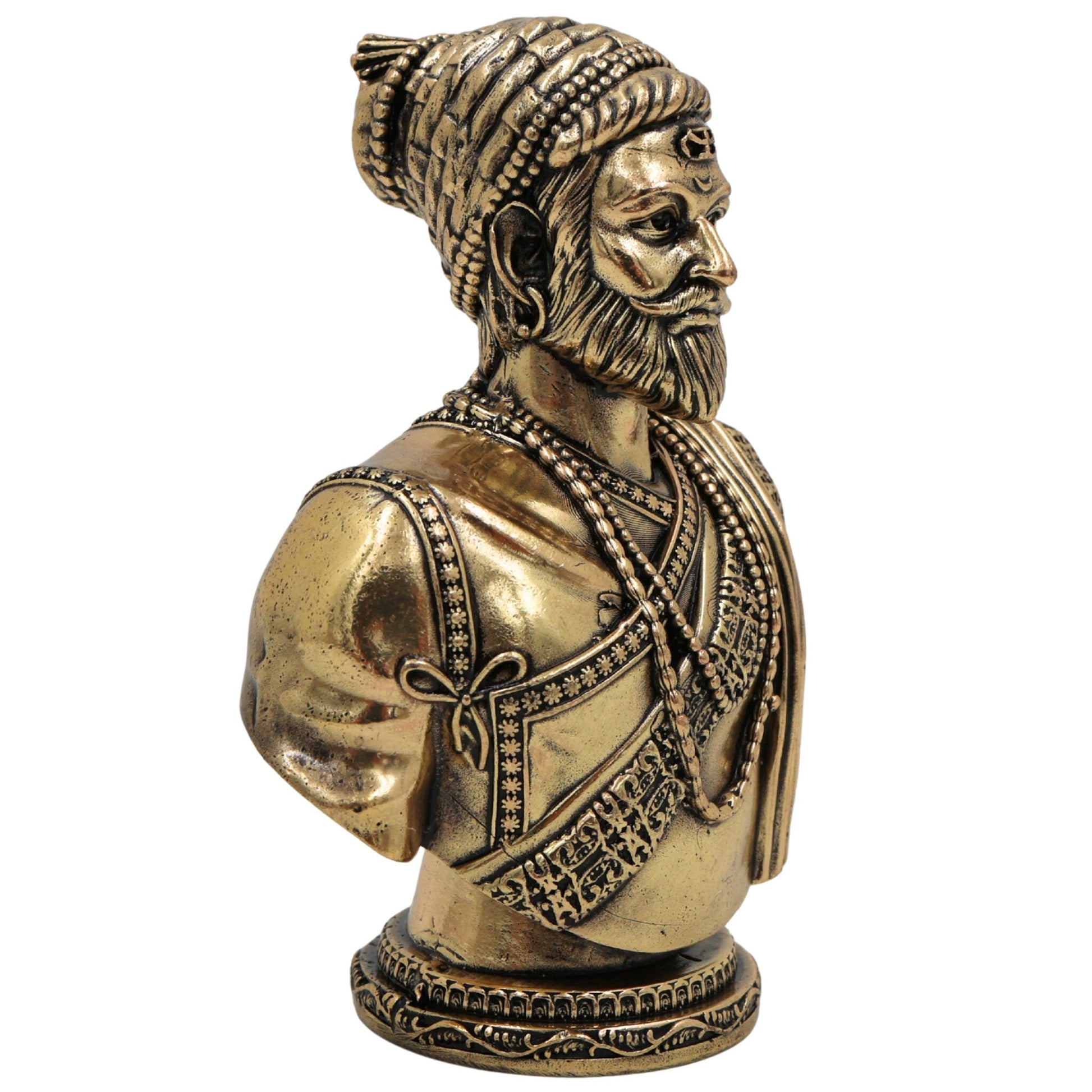 Brass Shivaji Maharaj Idol, Chhatrapati Shivaji Murti, Raje Shivaji Vigraha, Bhonsle Sculpture for Pooja, Home Decor & Gifts, Gold, 4 Inch, 1 Piece