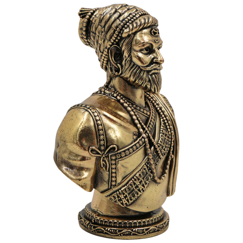 Brass Shivaji Maharaj Idol, Chhatrapati Shivaji Murti, Raje Shivaji Vigraha, Bhonsle Sculpture for Pooja, Home Decor & Gifts, Gold, 4 Inch, 1 Piece
