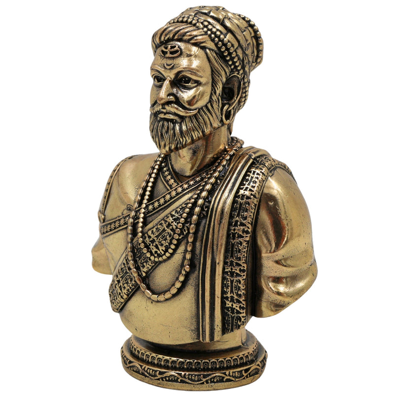 Brass Shivaji Maharaj Idol, Chhatrapati Shivaji Murti, Raje Shivaji Vigraha, Bhonsle Sculpture for Pooja, Home Decor & Gifts, Gold, 4 Inch, 1 Piece