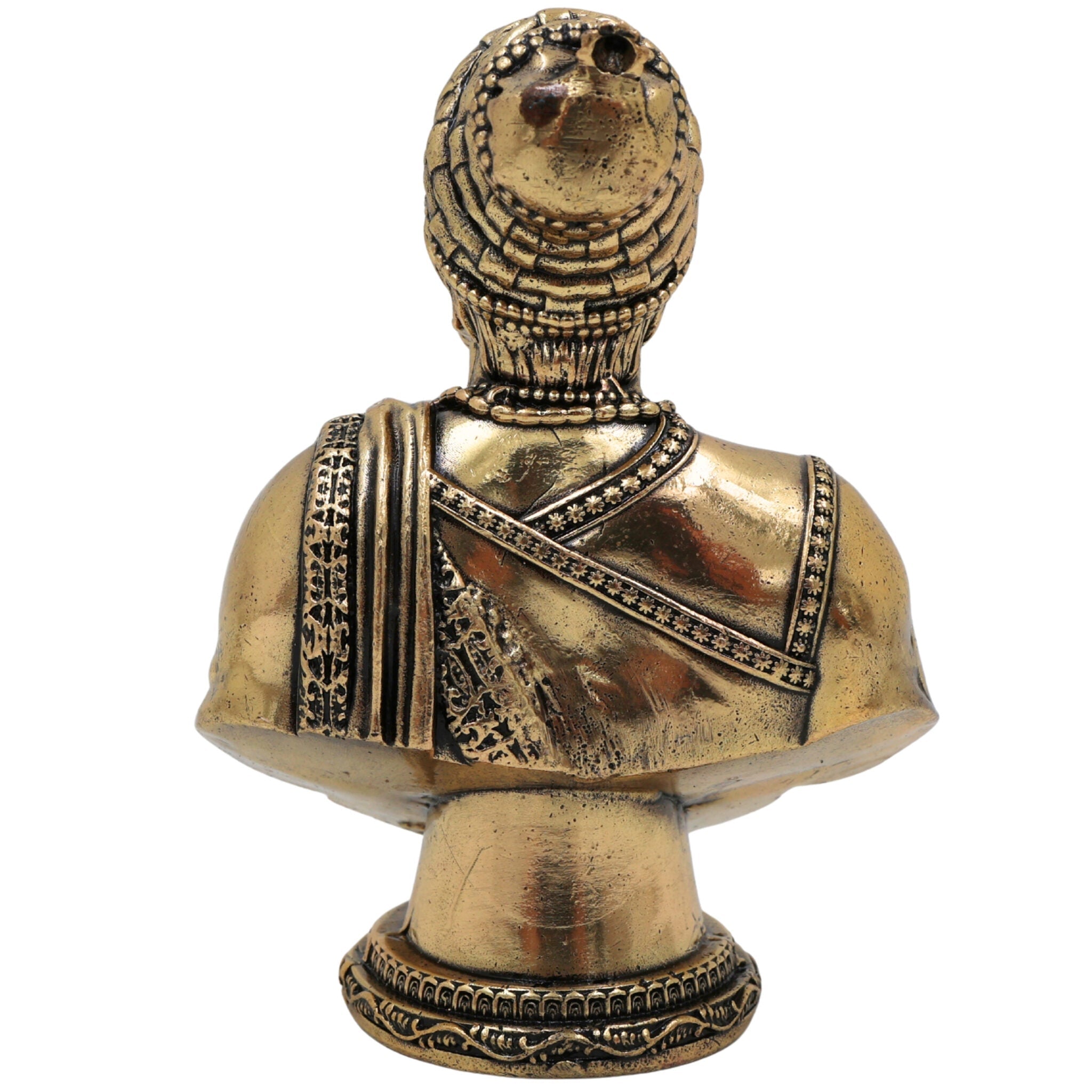 Brass Shivaji Maharaj Idol, Chhatrapati Shivaji Murti, Raje Shivaji Vigraha, Bhonsle Sculpture for Pooja, Home Decor & Gifts, Gold, 4 Inch, 1 Piece