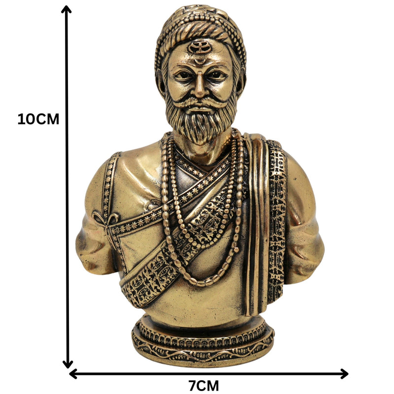 Brass Shivaji Maharaj Idol, Chhatrapati Shivaji Murti, Raje Shivaji Vigraha, Bhonsle Sculpture for Pooja, Home Decor & Gifts, Gold, 4 Inch, 1 Piece