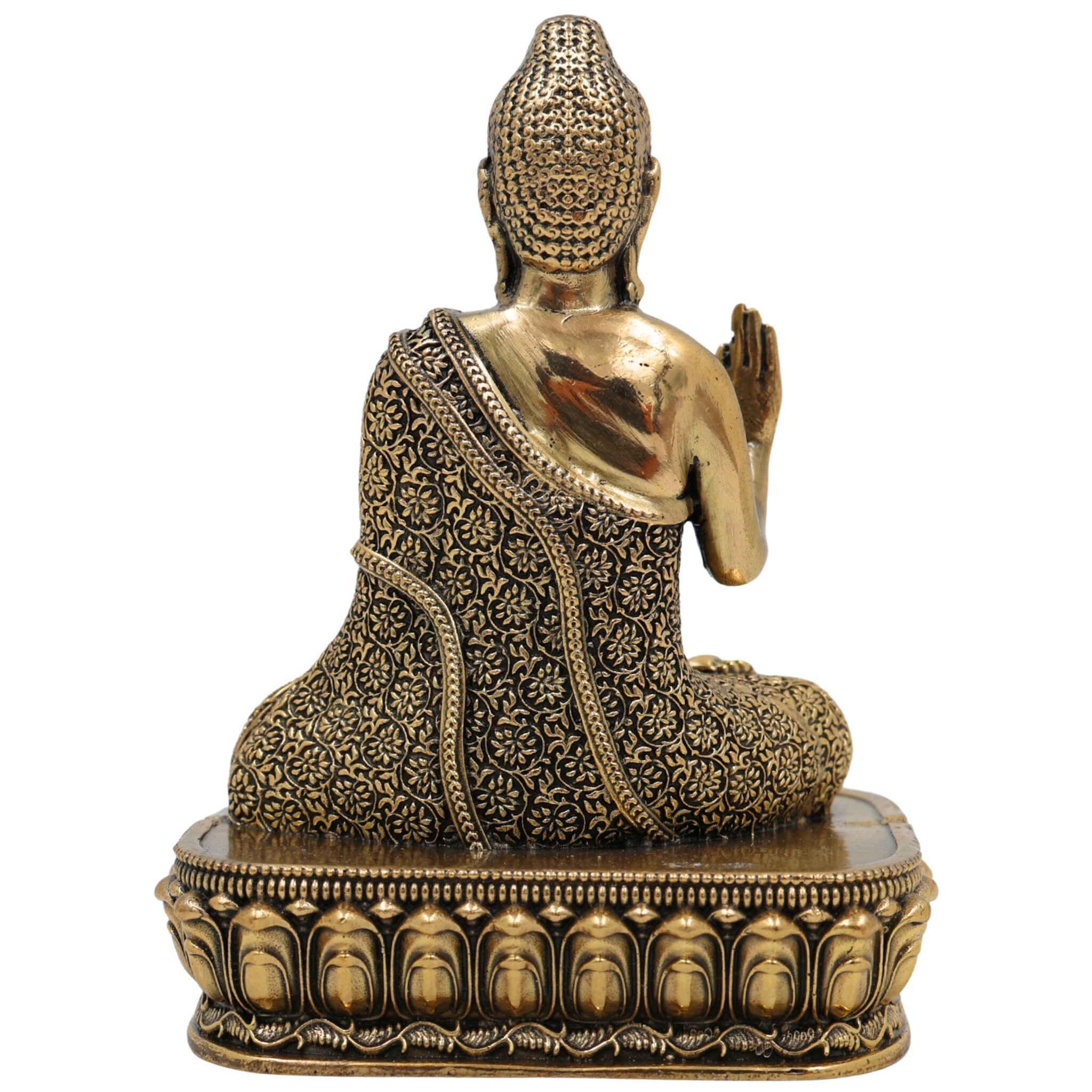 Brass Buddha Idol, Gautam Buddha Murti, Shakyamuni Statue, Meditating & Sitting Buddha Pratima for Pooja, Home Decor, Gifts, Gold, 4.5 Inch, 1 Piece