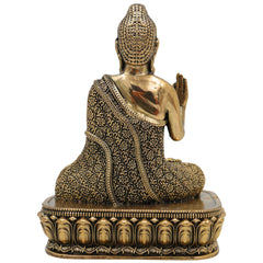 Brass Buddha Idol, Gautam Buddha Murti, Shakyamuni Statue, Meditating & Sitting Buddha Pratima for Pooja, Home Decor, Gifts, Gold, 4.5 Inch, 1 Piece