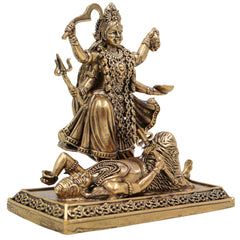 Brass Maha Kali Idol, Handcrafted Mahakali Murti, Kali Maa Sculpture, Bhadrakali Vigraha, Dakshinakali Statue for Pooja & Home Temple Decor, Gold, 4 Inch, 1 Piece