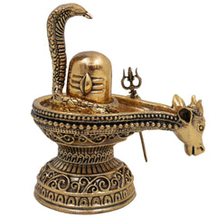 Brass Shiv Lingam Idol, Handcrafted Shivalinga Murti, Shiva Ling Statue, Mahalingam, Rudralinga for Pooja, Home Temple & Spiritual Decor, Gold, 4 Inch, 1 Piece