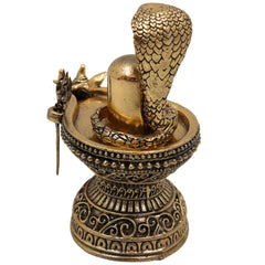 Brass Shiv Lingam Idol, Handcrafted Shivalinga Murti, Shiva Ling Statue, Mahalingam, Rudralinga for Pooja, Home Temple & Spiritual Decor, Gold, 4 Inch, 1 Piece