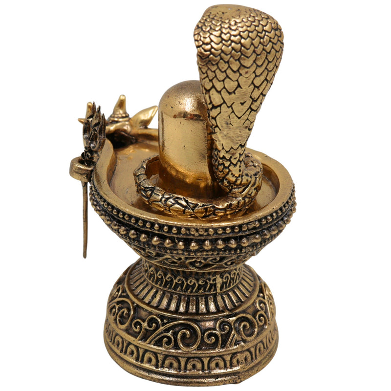 Brass Shiv Lingam Idol, Handcrafted Shivalinga Murti, Shiva Ling Statue, Mahalingam, Rudralinga for Pooja, Home Temple & Spiritual Decor, Gold, 4 Inch, 1 Piece