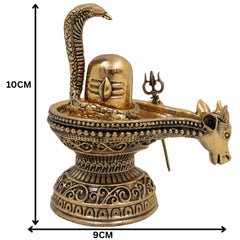 Brass Shiv Lingam Idol, Handcrafted Shivalinga Murti, Shiva Ling Statue, Mahalingam, Rudralinga for Pooja, Home Temple & Spiritual Decor, Gold, 4 Inch, 1 Piece