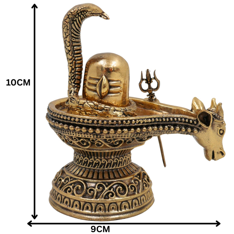 Brass Shiv Lingam Idol, Handcrafted Shivalinga Murti, Shiva Ling Statue, Mahalingam, Rudralinga for Pooja, Home Temple & Spiritual Decor, Gold, 4 Inch, 1 Piece