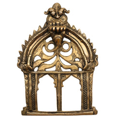 Bhunes Brass Prabhavali Frame Arch Wall Hanging for Temple and Home Decor – Prabhawal with Kirtimukha & Sheshnag for Deity | Prabhaval for Pooja Room, Gold, 10.5 Inch, 1 Piece