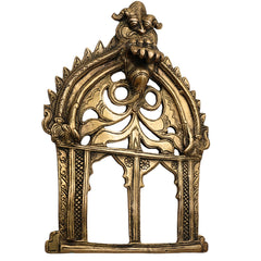 Bhunes Brass Prabhavali Frame Arch Wall Hanging for Temple and Home Decor – Prabhawal with Kirtimukha & Sheshnag for Deity | Prabhaval for Pooja Room, Gold, 10.5 Inch, 1 Piece