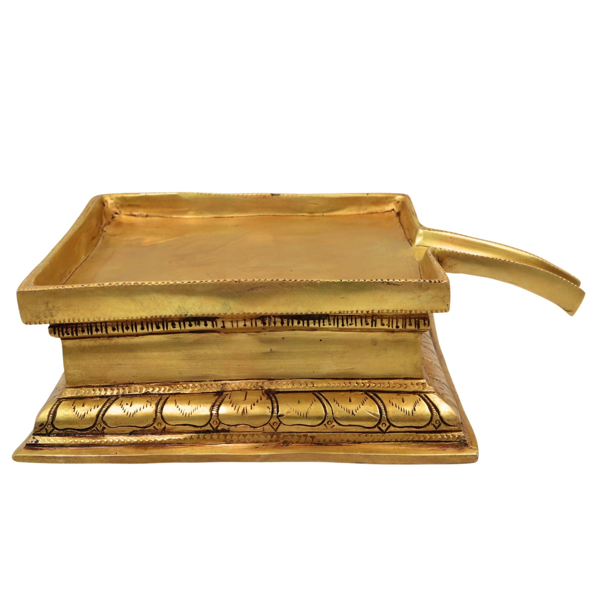 Brass Abhisheka Patra / Somsutra, Handcrafted Pooja Kalash, Devotional Snana Patra, Temple Ritual Vessel, Peetal / Pittal Hindu Pooja, Gold, 3 Inch, 1 Piece