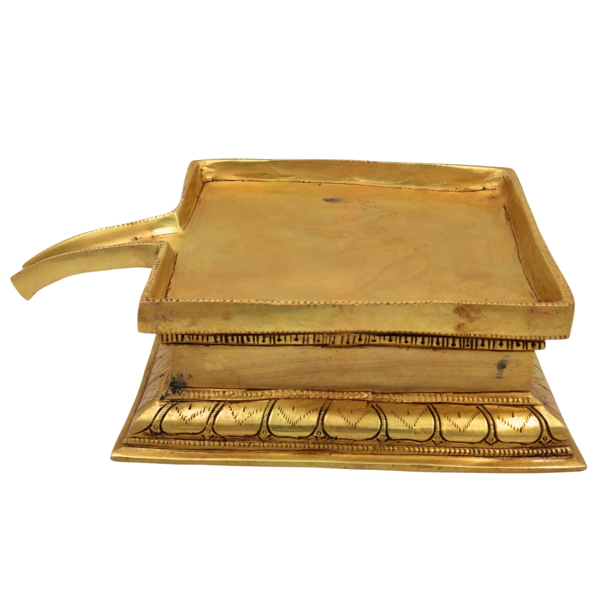 Brass Abhisheka Patra / Somsutra, Handcrafted Pooja Kalash, Devotional Snana Patra, Temple Ritual Vessel, Peetal / Pittal Hindu Pooja, Gold, 3 Inch, 1 Piece