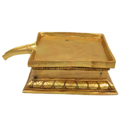 Brass Abhisheka Patra / Somsutra, Handcrafted Pooja Kalash, Devotional Snana Patra, Temple Ritual Vessel, Peetal / Pittal Hindu Pooja, Gold, 3 Inch, 1 Piece