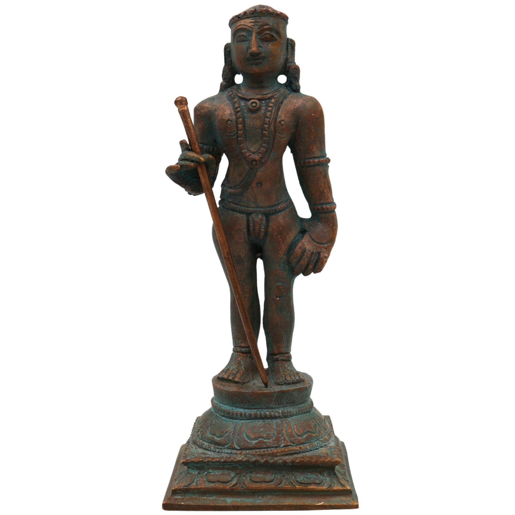 Bronze Murugan Idol, Panchaloha Karthikeya / Skanda / Subramanya Statue, Handcrafted Chola Art Murti for Pooja & Home Decor, Gold, 6 Inch, 1 Piece